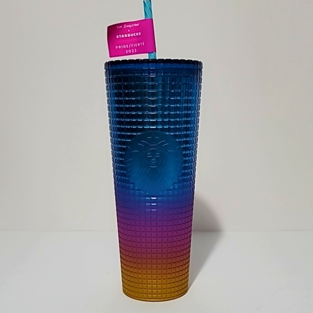 Starbucks Tim Singleton Studded Pride Tumbler with Blue Twist Straw